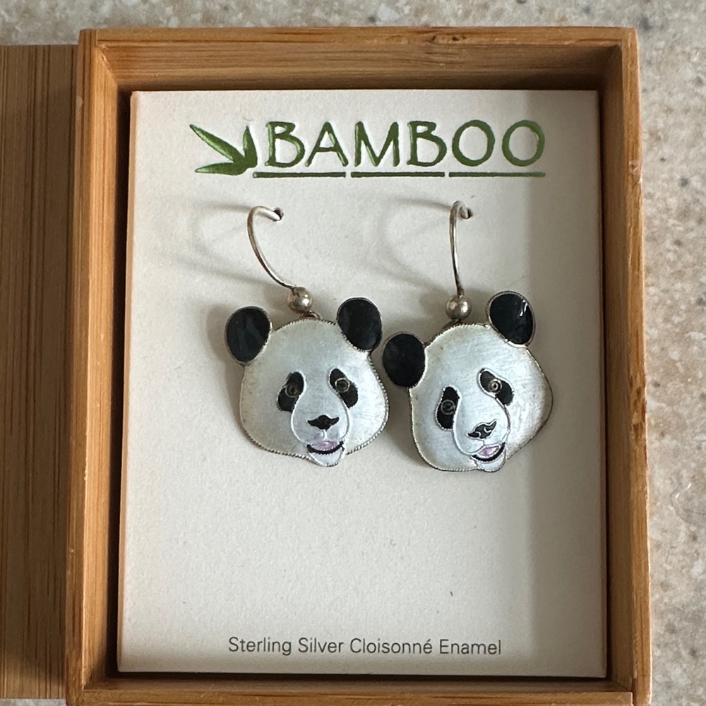 BAMBOO Sterling Silver Panda Earrings